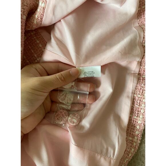 FAVORITE DAUGHTER Pink Tweed Long Sleeve Mini Dress Size 8 - Picture 6 of 8